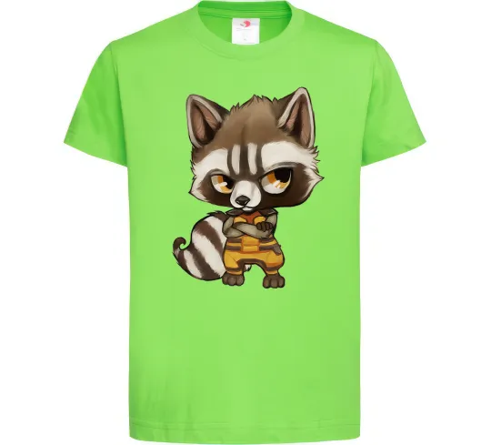 Детская футболка Angry racoon Лаймовый фото