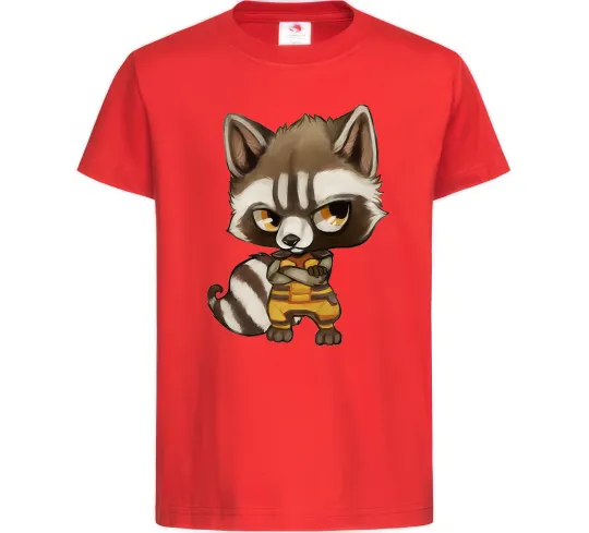 Детская футболка Angry racoon Красный фото