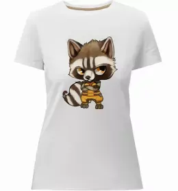 Женская премиум футболка Лапки єнота Белый фото