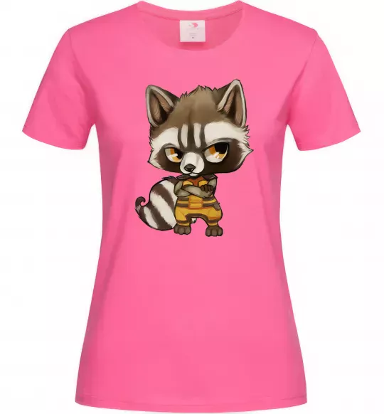 Жіноча футболка Angry racoon Яскраво-рожевий фото