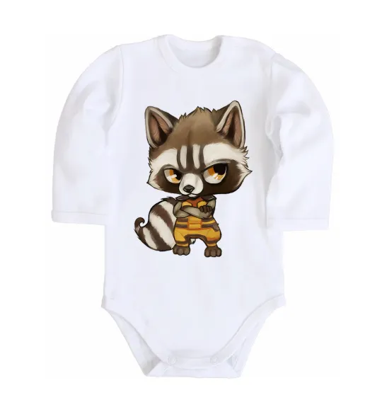 Детский боди Angry racoon Белый фото