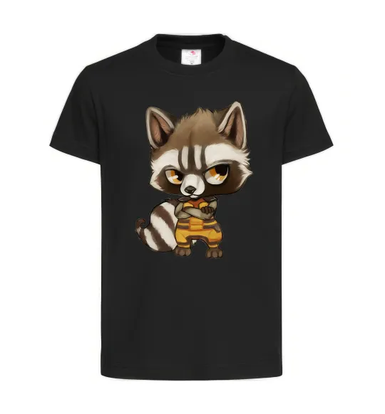Детская футболка Angry racoon Черный фото