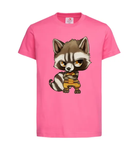 Детская футболка Angry racoon Ярко-розовый фото