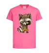 Детская футболка Angry racoon Ярко-розовый фото