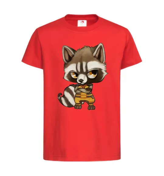 Детская футболка Angry racoon Красный фото