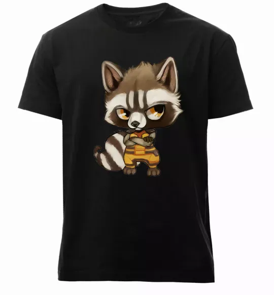 Мужская премиум футболка Angry racoon Черный фото