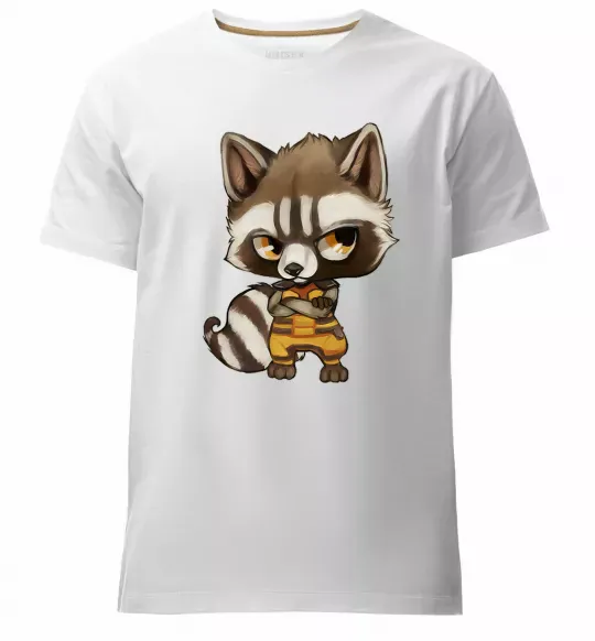 Мужская премиум футболка Angry racoon Белый фото