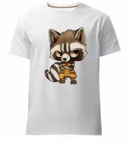 Мужская премиум футболка Round racoon Белый фото