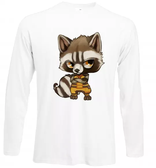 Лонгслив Angry racoon Белый фото