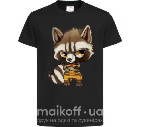 Детская футболка Angry racoon Черный фото
