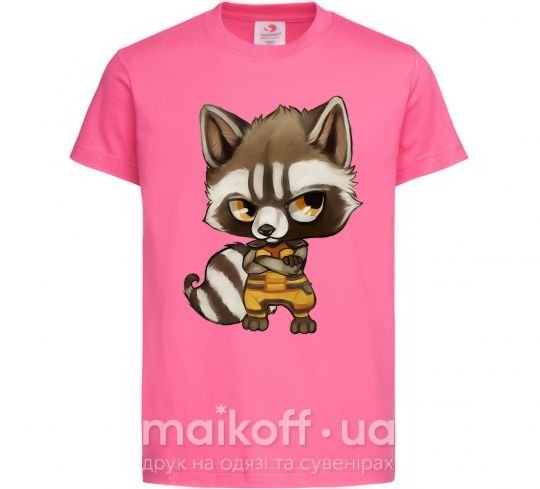 Дитяча футболка Angry racoon Яскраво-рожевий фото