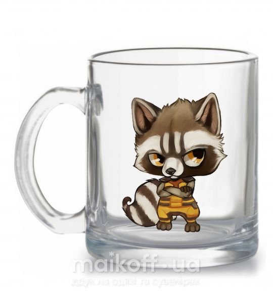Чашка скляна Angry racoon Прозорий фото