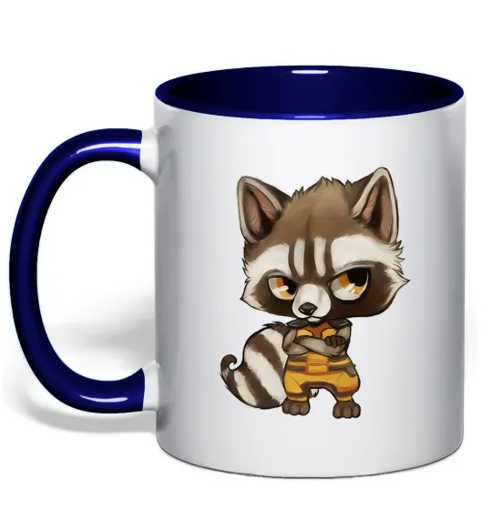 Чашка с цветной ручкой Angry racoon Глубокий темно-синий фото