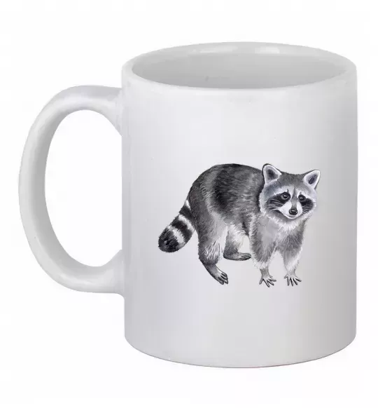 Чашка керамическая Малюнок єнота Белый фото