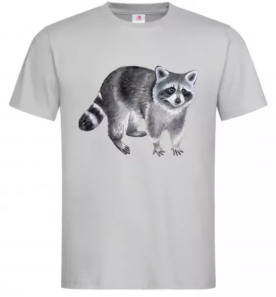Мужская футболка Малюнок єнота Серый фото