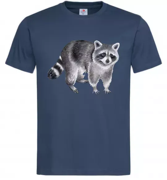 Мужская футболка Малюнок єнота Темно-синий фото