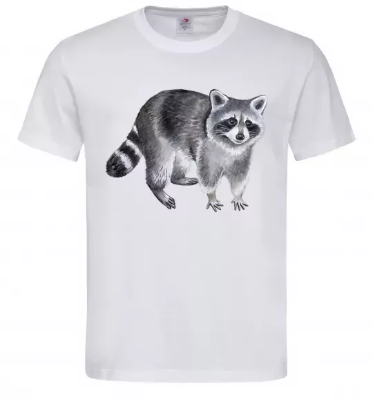 Мужская футболка Малюнок єнота Белый фото