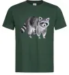 Мужская футболка Малюнок єнота Темно-зеленый фото