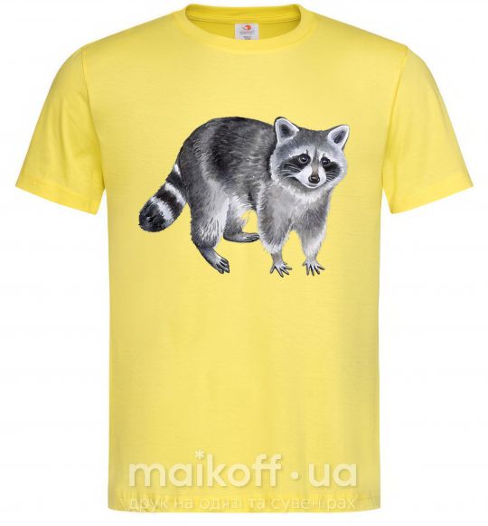 Мужская футболка Рисунок енота Лимонный фото