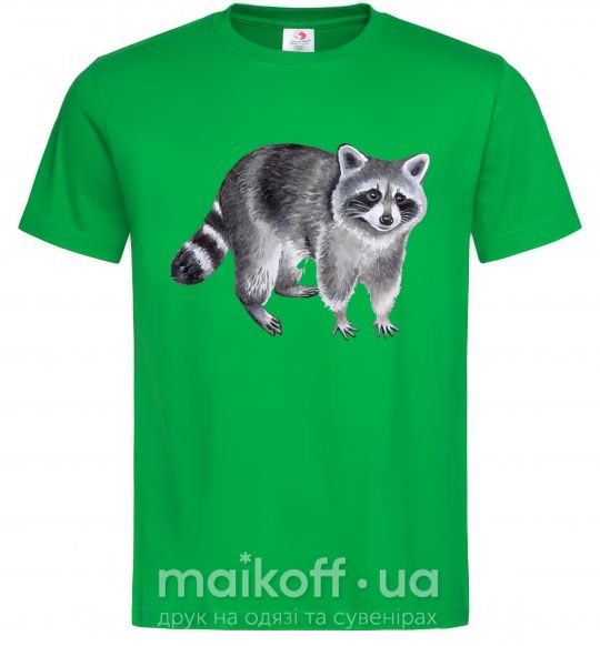 Мужская футболка Рисунок енота Зеленый фото