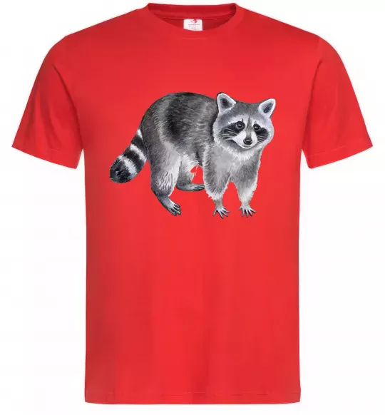 Мужская футболка Малюнок єнота Красный фото