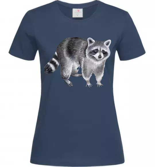 Жіноча футболка Малюнок єнота Темно-синій фото