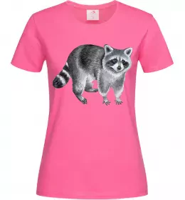 Женская футболка Малюнок єнота Ярко-розовый фото