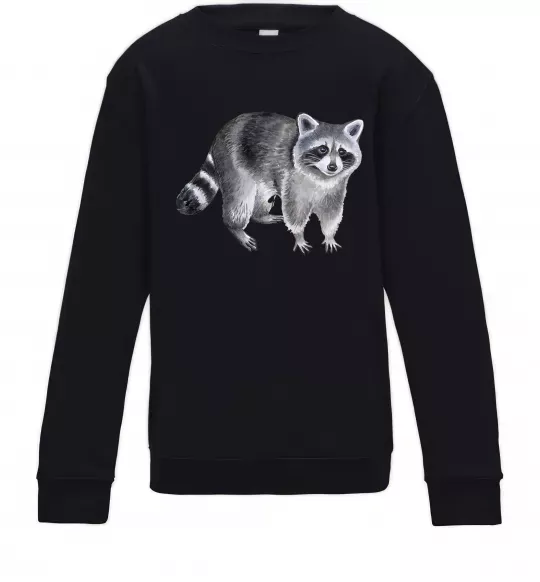 Детский Свитшот Малюнок єнота Черный фото
