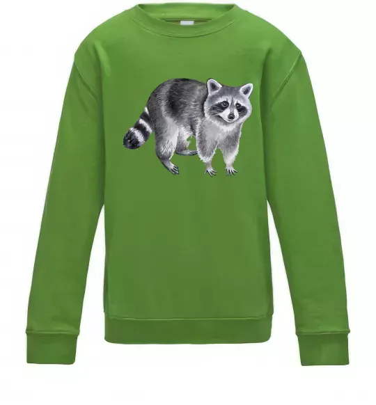 Детский Свитшот Малюнок єнота Лаймовый фото