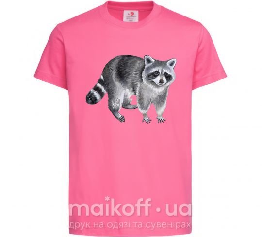 Детская футболка Рисунок енота Ярко-розовый фото