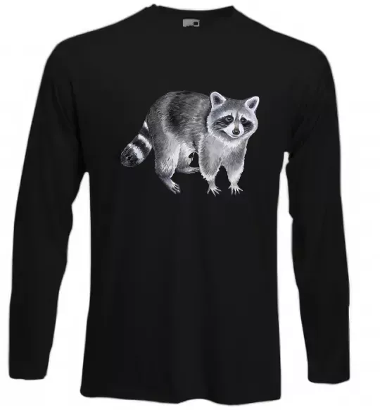 Лонгслив Малюнок єнота Черный фото