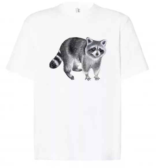 Футболка Оверсайз Малюнок єнота Белый фото