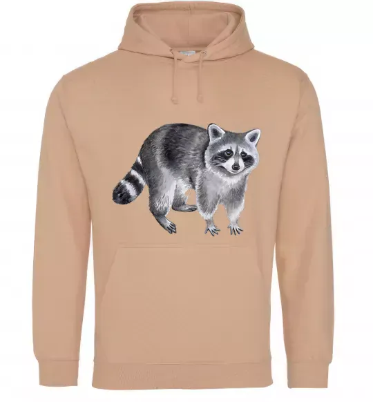 Мужская толстовка (худи) Малюнок єнота Песочный фото