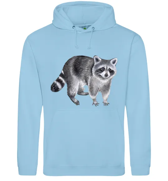 Мужская толстовка (худи) Малюнок єнота Голубой фото