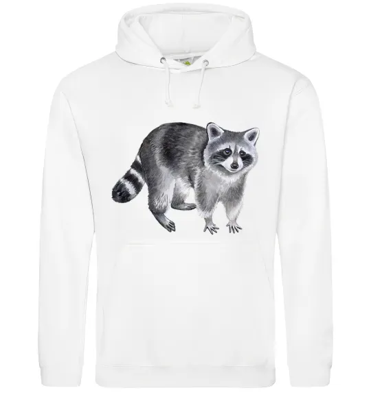 Жіноча толстовка (худі) Малюнок єнота Білий фото