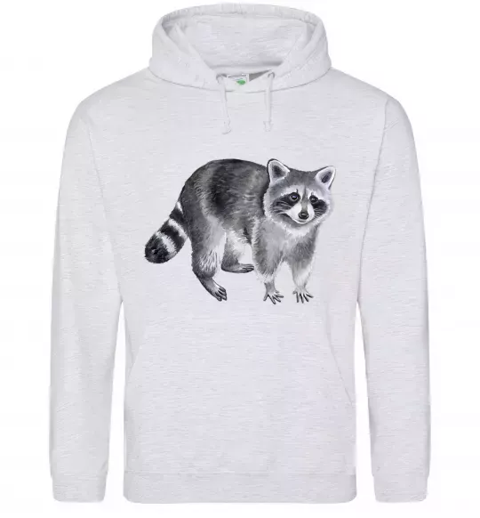 Жіноча толстовка (худі) Малюнок єнота Сірий меланж фото