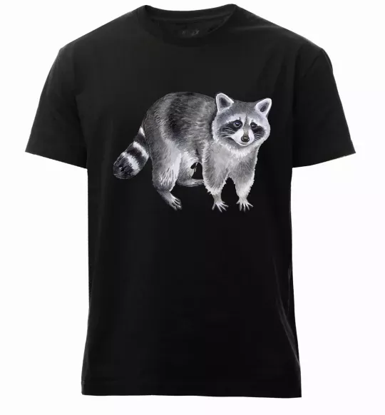 Чоловіча преміум футболка Малюнок єнота Чорний фото