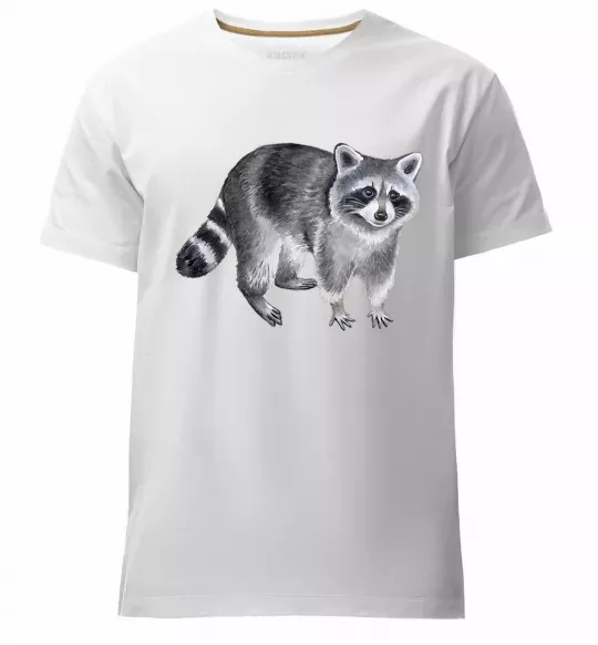 Чоловіча преміум футболка Малюнок єнота Білий фото