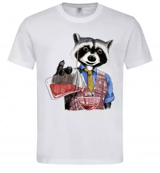 Мужская футболка Єнот бармен Белый фото