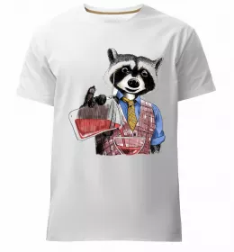 Мужская премиум футболка Round racoon Белый фото