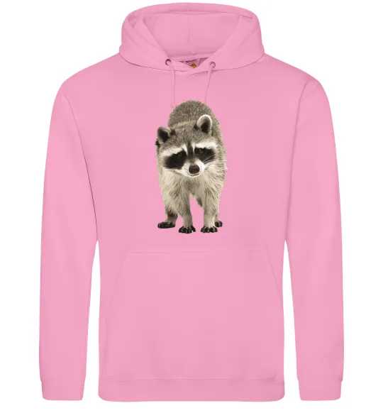 Мужская толстовка (худи) Realistic racсoon Розовый фото