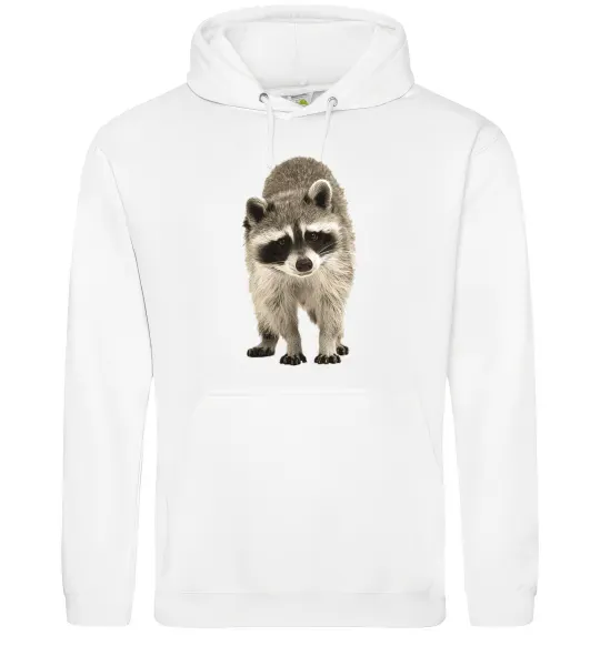 Мужская толстовка (худи) Realistic racсoon Белый фото