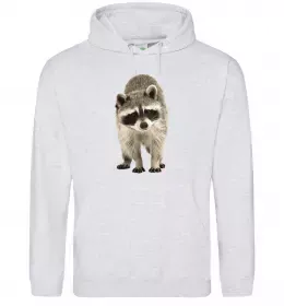 Мужская толстовка (худи) Realistic racсoon Серый меланж фото