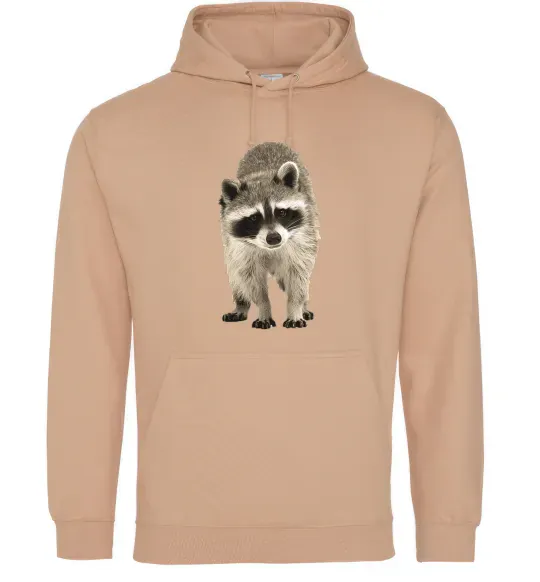 Мужская толстовка (худи) Realistic racсoon Песочный фото
