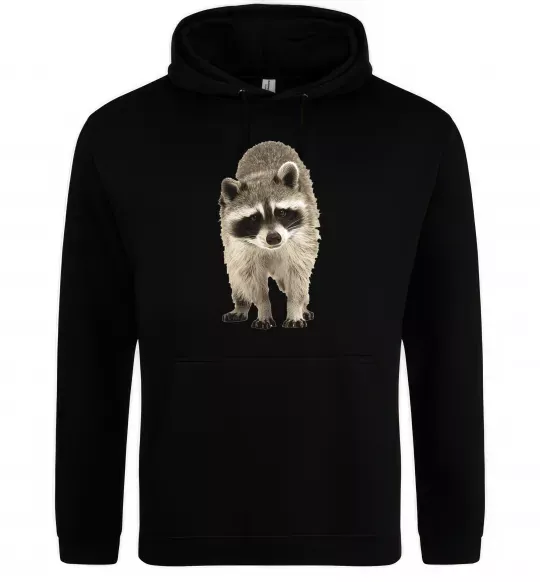 Жіноча толстовка (худі) Realistic racсoon Чорний фото