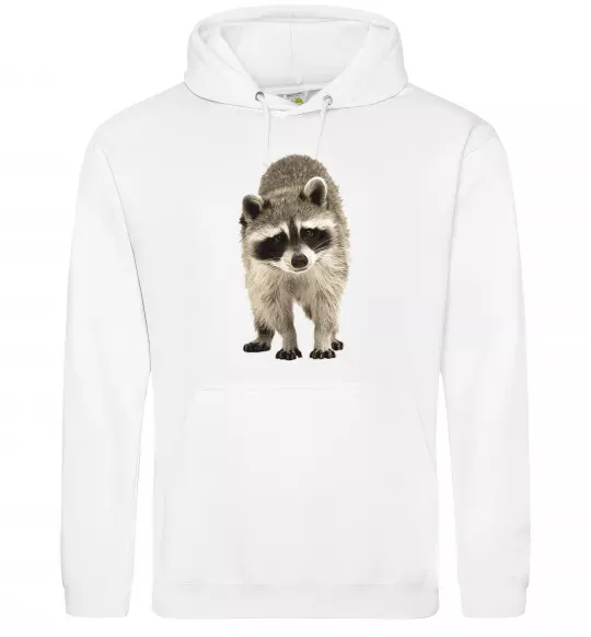 Жіноча толстовка (худі) Realistic racсoon Білий фото
