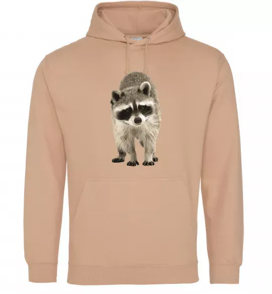 Жіноча толстовка (худі) Realistic racсoon Пісочний фото