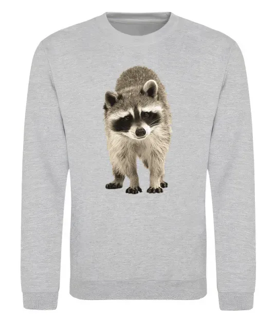 Світшот Realistic racсoon Сірий меланж фото