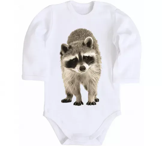 Детский боди Realistic racсoon Белый фото