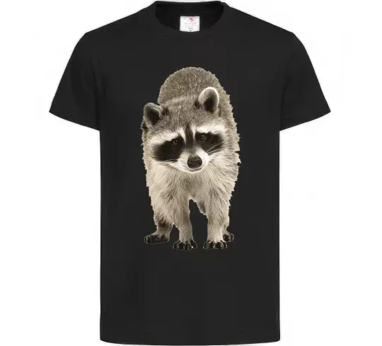 Детская футболка Realistic racсoon Черный фото